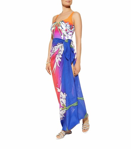 NEU Gottex Ombre Iris 100 % Seide Pareo Badeanzug Überwurf Einheitsgröße - Bild 3 von 6