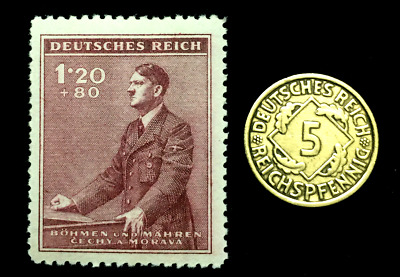 Authentic German WW2 Purple Stamp and Coin Historical WW2 Authentic Artifact