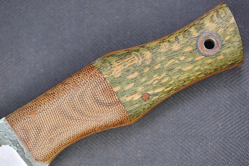 Fiddleback Forge Maverick by Andy Roy .135" A2, Tan Canvas Bolstered Lacewood - Picture 3 of 13