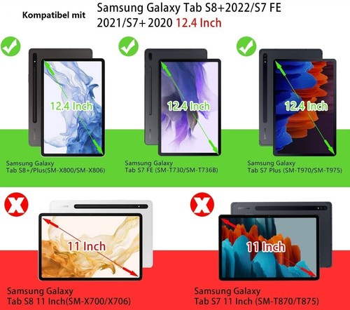 Schutz Hülle für Samsung Galaxy Tab S7 FE/ S7+/ S8+ Plus Lite 12.4" Tasche Cover - Bild 12 von 12