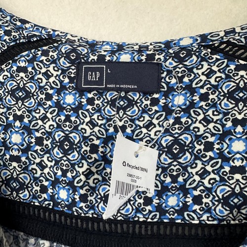 Pagliaccetto Gap donna L pezzo unico manica lunga blu e bianco coulisse geometrica nuovo con etichetta - Foto 3 di 5