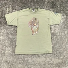 Vintage Cheetah Art Shirt Adult Large L Green Jungle Graphic Tech Company Logo