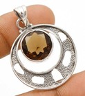 Solid Sterling Silver Pendant Natural 5Ct Smoky Topaz 925