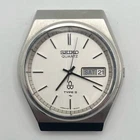 Seiko Quartz 7123-8010 Type II White Linen Dial 36mm Day Date VTG Parts Repair
