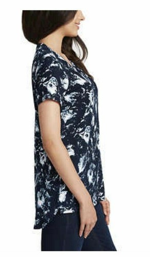 Ellen Tracy Women's Soft Knit Crew Neck Tunic Top, Dusty Floral Navy Small - Photo 3 sur 3