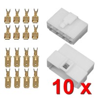 10X GehäUse 8 Polig Stecker 6,3Mm FlachsteckhüLsen Flachstecker SteckergehäUse
