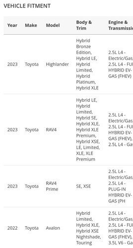 Toyota Hybrid Camry Avalon Highlander Seinna 53141-33130/33140, 53141-0R120 - Picture 5 of 10