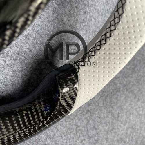 Volante de cuero blanco de fibra de carbono apto para Toyota GT86 Brz Zc6 Scion FR-S - Imagen 3 de 7