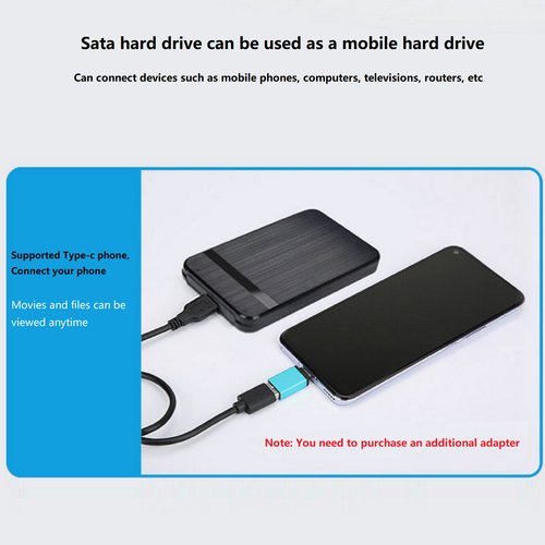 USB-C 3.1 Enclsoure 2.5 Inch SATA Hard Drive External Case SSD USB Type C Box A - Afbeelding 5 van 12