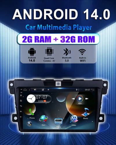 32GB For Mazda CX-7 2007-2014 Car Stereo Android14 CarPlay GPS Navigation RDS AM - Picture 3 of 16