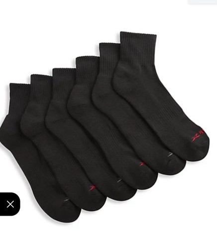 Reebok Men's LOW CUT 6 Pack XL Big and Tall Socks, Black, 12.5-16