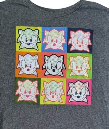 Old Navy Sonic Hedgehog Tee Shirt Boys XXL 18 Gray Pop Art T Sega - Picture 2 of 6