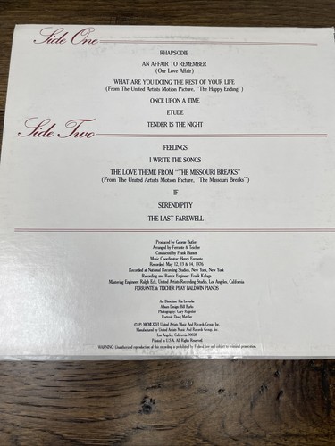 Ferrante and Teicher 1977 Feelings Vinyl Record - Picture 2 of 4