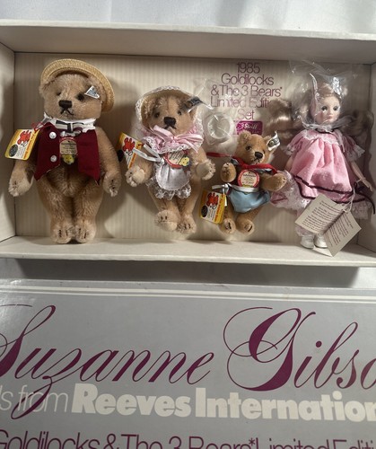 Steiff Goldlöckchen Set Puppe & 3 Mohair Bären 1985 Suzanne Gibson signiert Neu n Box - Bild 2 von 24
