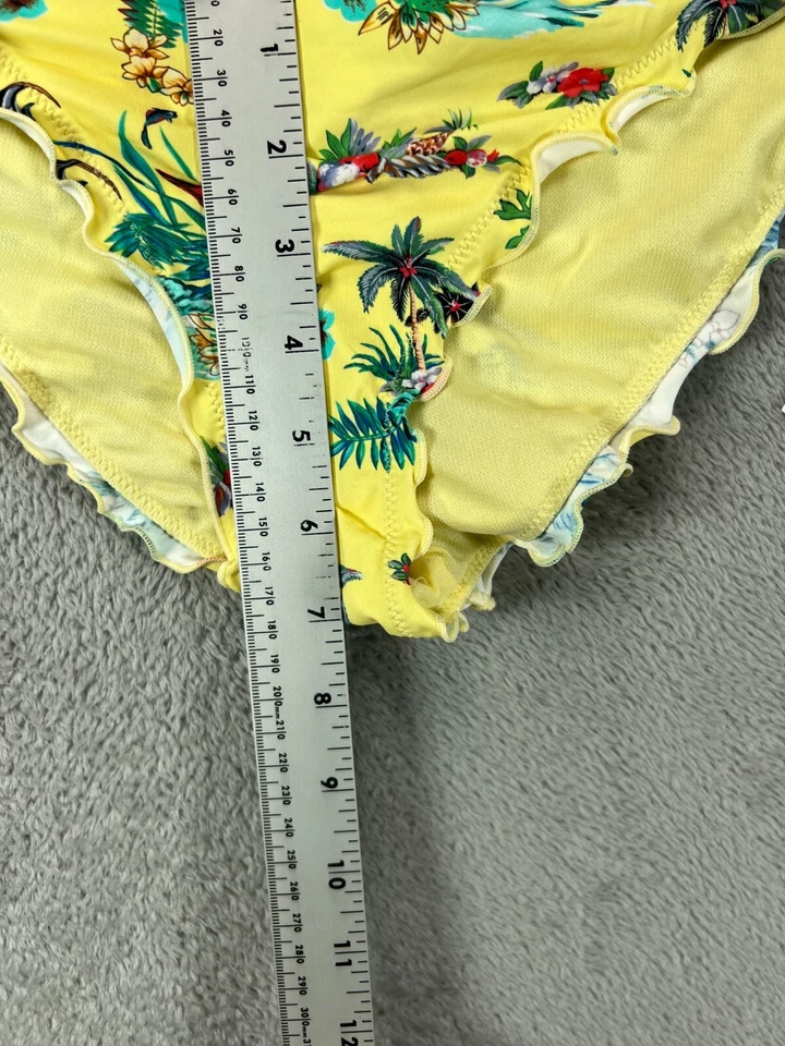 Pantalones de baño grandes HOBIE para mujer descarados nuevos con etiquetas amarillos florales hawaianos ceñidos   Foto 3 de 4