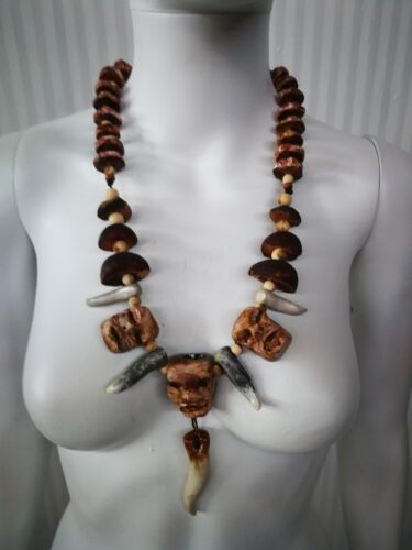 Luxury Jewelry Necklace Folkloric Boho Tribal Ethnic Handmade Natural Beads Horn - Picture 6 of 24