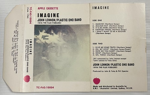 John Lennon Plastic Ono Band Imagine Music Cassette Tape TC-PAS-10004 Apple 1971 - Picture 13 of 24