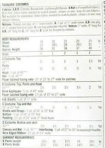 Simplicity Sew Pattern 4005 TODDLER CHILD Candy Corn, Scarecrow, Witch, Skeleton - Picture 8 of 9