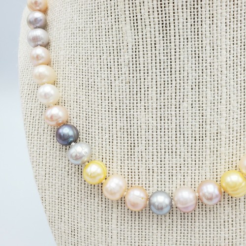 Majorica 18” Strand Multicolor 10mm Pearls Spain Sterling Clasp w COA & Box - Picture 4 of 12