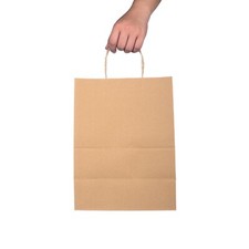 200 Pack - Large Brown Kraft Paper Bags with Handles 13" x 7" x 17"