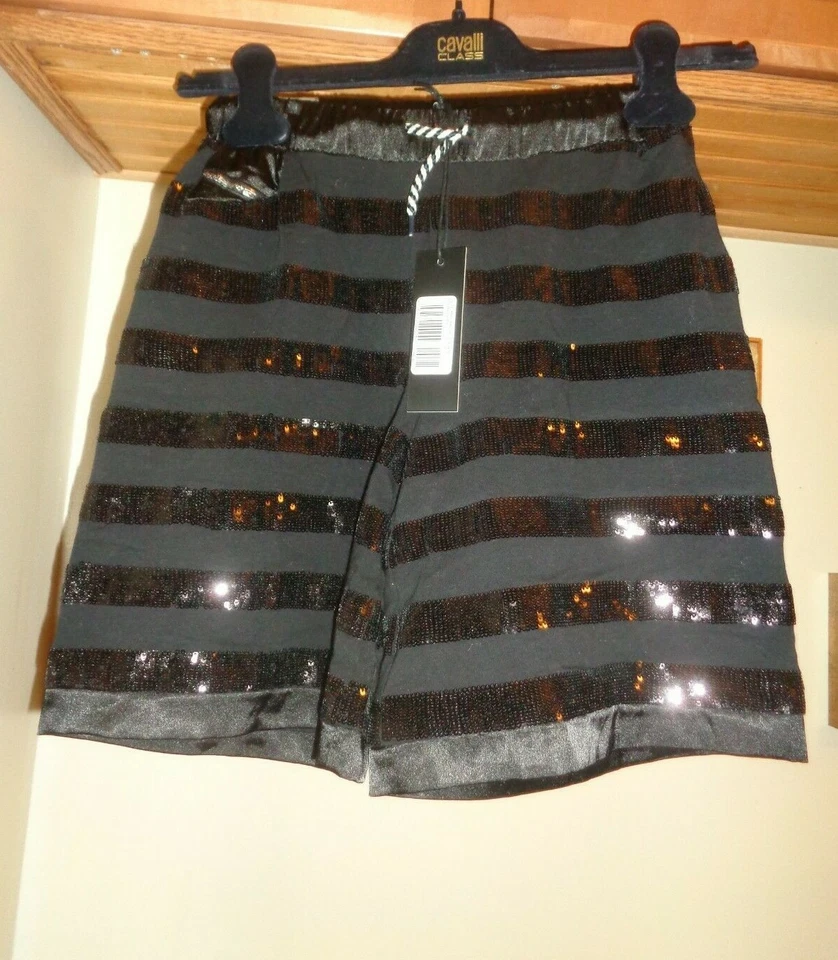 DIESEL NEGRO "PESANA" LENTEJUELAS CORDÓN CORBATA BERMUDAS PANTALONES CORTOS NUEVOS CON ETIQUETAS TALLA 8Y Foto 2 de 4