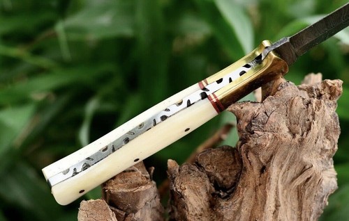 Hunting Boot Knife Hand Forged Damascus Steel Blade With Leather Sheath EDC 864 - Picture 3 of 4
