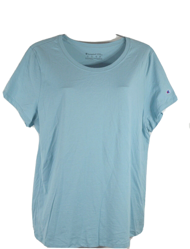 Champion Women's T-shirt XL Blue Green Logo Short Sleeve Top Shirt Blouse NWT - Picture 2 of 10