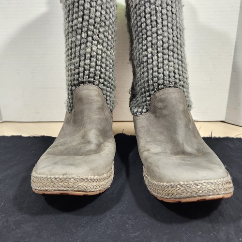 UGG Australia Classic Grey Knit Tall Sweater Boots w/ Buckle Women's Size 10 - Picture 16 of 24