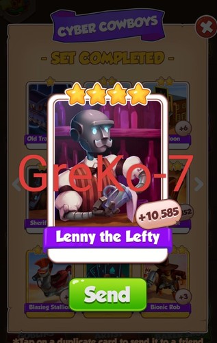Coin master 10 X Lenny The Lefty And 10 X Painters Pallete (20 Cards) - Picture 2 of 3