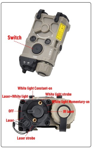 Taktische Nylon OGL rot grün blau Laser IR M600 Taschenlampe Dual AugmentSwitch Set - Bild 7 von 22