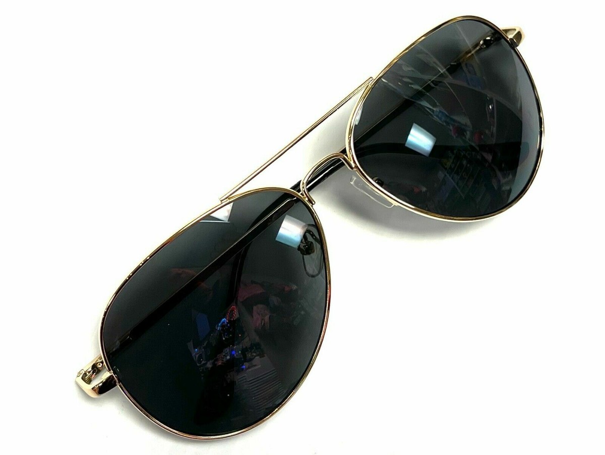 Aviator sunglasses black lens gold frame cheap
