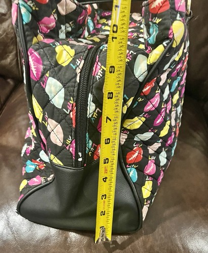 LUV BETSEY JOHNSON Weekender Tote Duffel Gym Bag Multi Color Lips Kiss - Picture 11 of 11