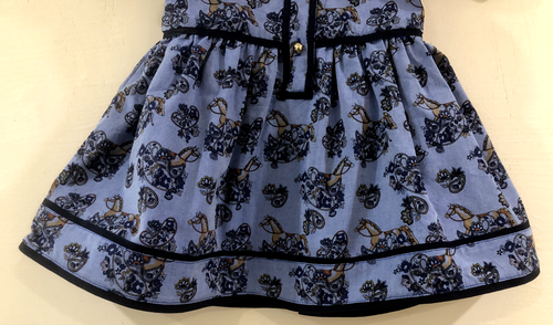 Janie & Jack Größe 12-18 Monate Kleinkind Mädchen komplett gefüttert Kleid blau Pferdedruck - Bild 4 von 10