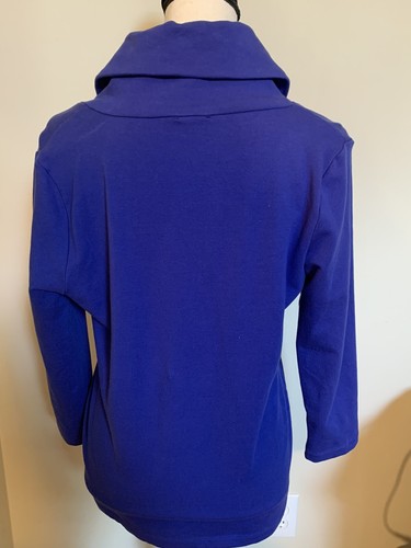 Talbots Womens Sweater S Blue Solid V-Neck Collared Long Sleeve Stretch - Picture 5 of 7