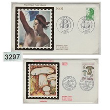 3297 TIMBRES 59 ENVELOPPES 1er JOUR s soie FRANCE 1Août 1987-18 JUIN 88 classeur