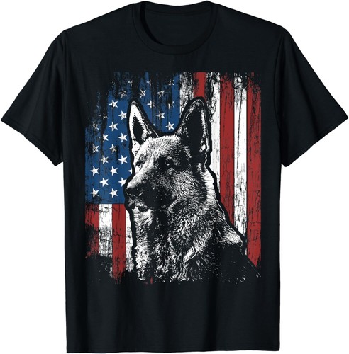 Patriotic German Shepherd American Flag Dog Funny Gift Unisex T-Shirt - Bild 7 von 7