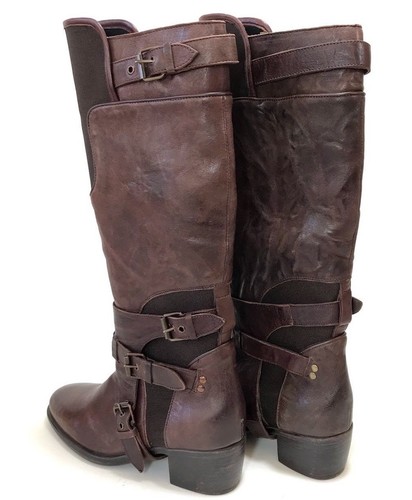 Ugg Women's Italian Collection Waterproof Leather Tall Brown Boots with Buckles - Picture 6 of 11