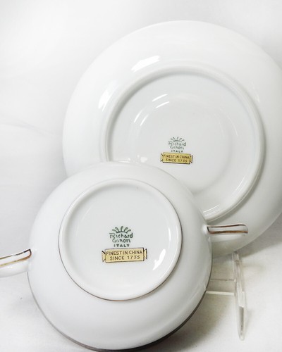 PALERMO BLACK by Richard Ginori Cream Soup & Stand NEW NEVER USEDmade in Italy - Picture 6 of 7