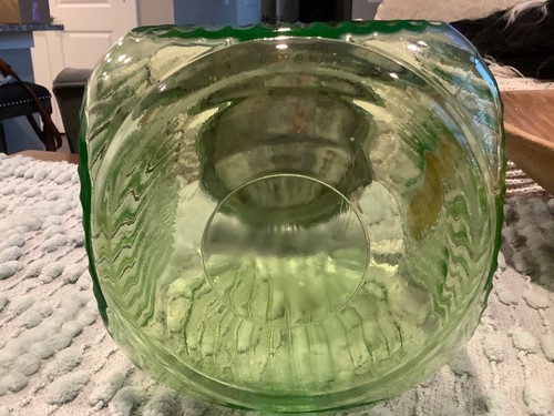 Vintage 30er Jahre grüne Depression gerippte Glas Keksdose. T11 - Bild 6 von 9