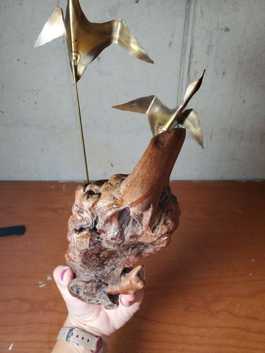 Duck Sculpture mcm metal wood table top desk decor office - Picture 8 of 11