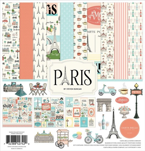 Carta Bella - Paris - 12x12 Sammlung Set Sammelalbum Papiere + Sticker Frankreich