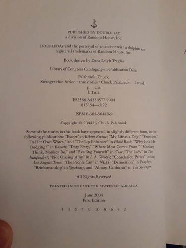 Chuck Palahniuk STRANGER THAN FICTION: True Stories 1st Edition 1st Printing - Bild 3 von 5