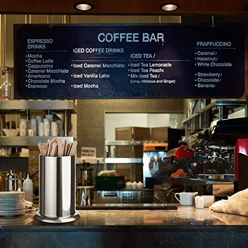 Straw Holder for Counter, Stainless Steel Coffee Stirrers Holder 6.7" x 4.9" - Picture 2 of 7