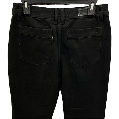 Free People X Neon Blonde Pitch Black Denim Raw Hem High Rise Flare Jeans 29 NWT - Picture 4 of 12