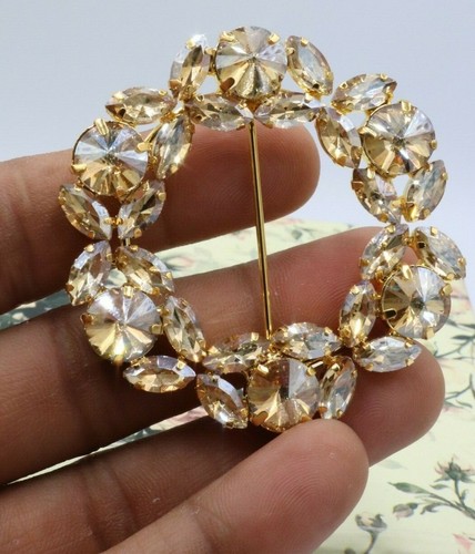 2.25 INCH CIRCLE,SQUARE DIAMANTE RHINESTONE CRYSTAL BUCKLE RIBBON SLIDERS - Picture 21 of 33