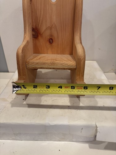 Vintage Wooden Baby Doll Rocking Chair 10.5” Heart Cut Back NICE Oak Wood RARE - Picture 19 of 24