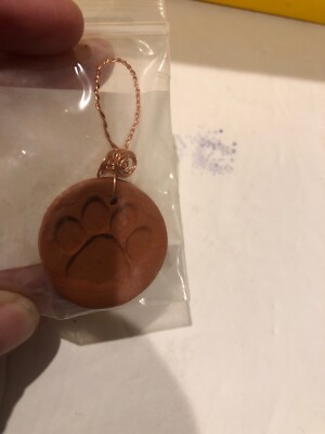 Ceramic 1  Paw Charm For Aroma Oils On Copper Wire Handmade