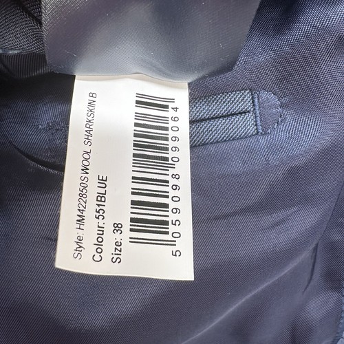 Hackett London Sharkskin Blazer Jacket Men’s 38 Navy Blue 100% Wool 2-Button - Picture 8 of 12