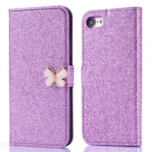 For iPhone 16e/15/14/13/12/11 XR XS SE 8 Glitter Wallet Case Women's Flip Cover - Picture 13 of 35