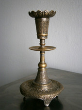 Piccolo Candelabro 19° S Bronzo Argentato Decorazione Orientale St Pouf Antico
